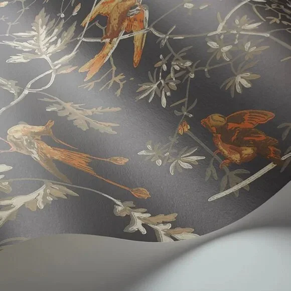 NEW Cole and Son Hummingbirds Wallpaper Charcoal/Ginger -112/4017 | - Picture 2 of 9